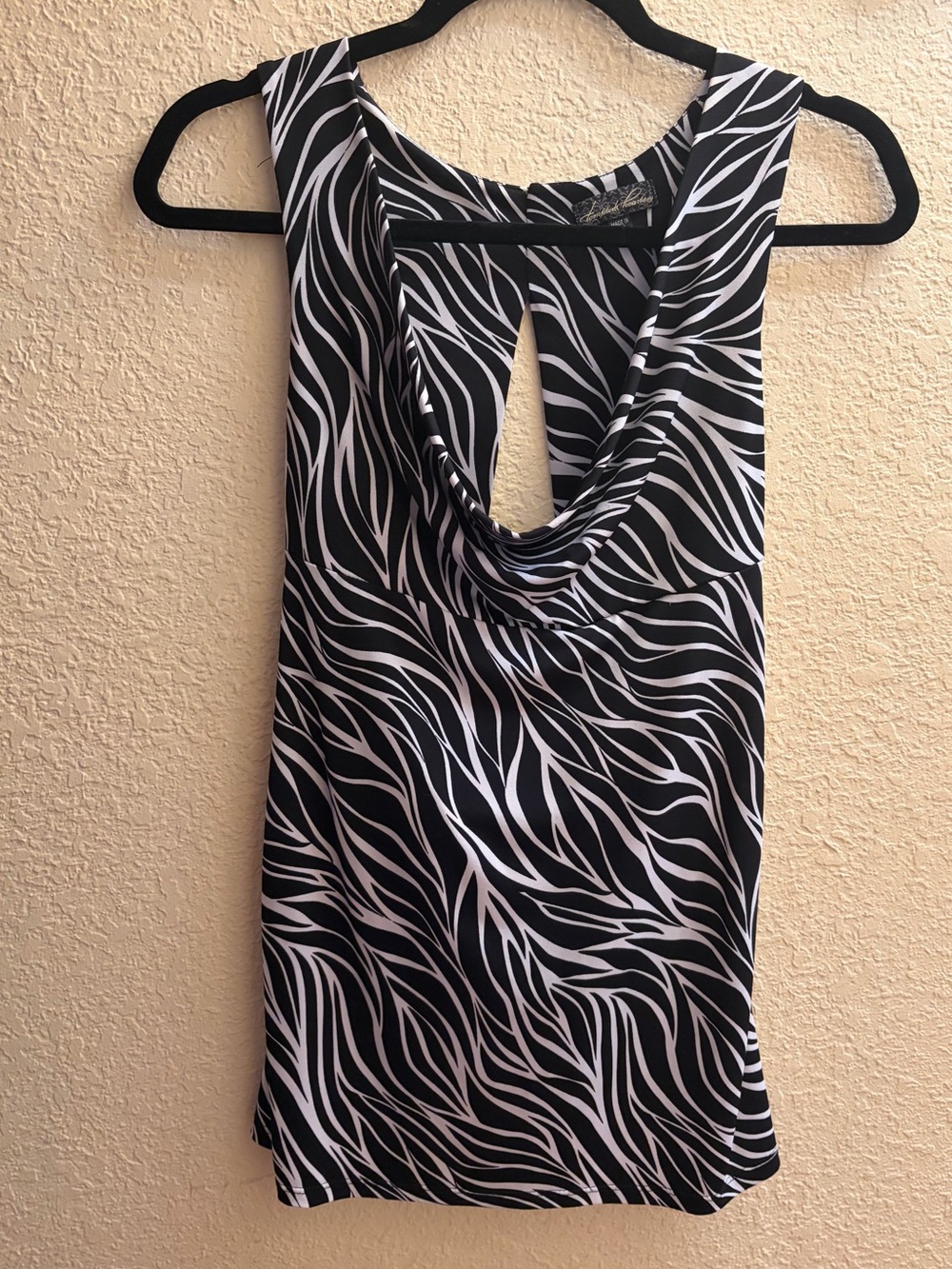 Black & White Zebra Print Cowl Neck Tank